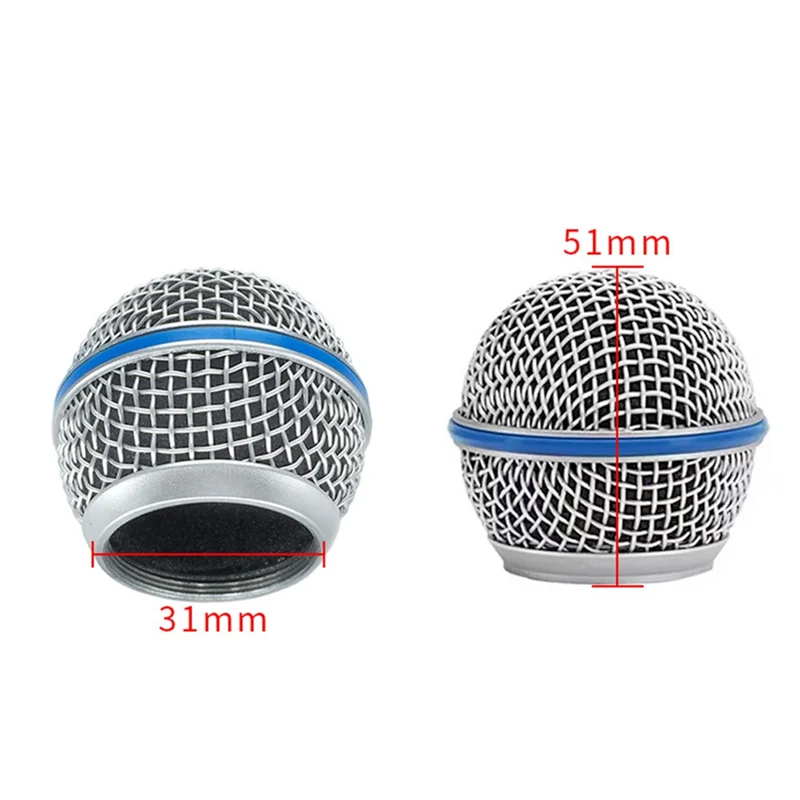 Replacement Blue Steel Mesh Microphone Grill Head Microphone Grille Replacement Head DIY Parts Accessory for Beta58A