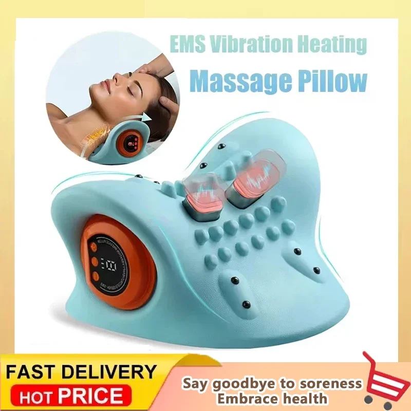 

Electric Cervical Neck Massager Traction Head Acupoint Pillow Shoulder Body Stretcher Chiropractic Therapy Soft Node Heat Functi