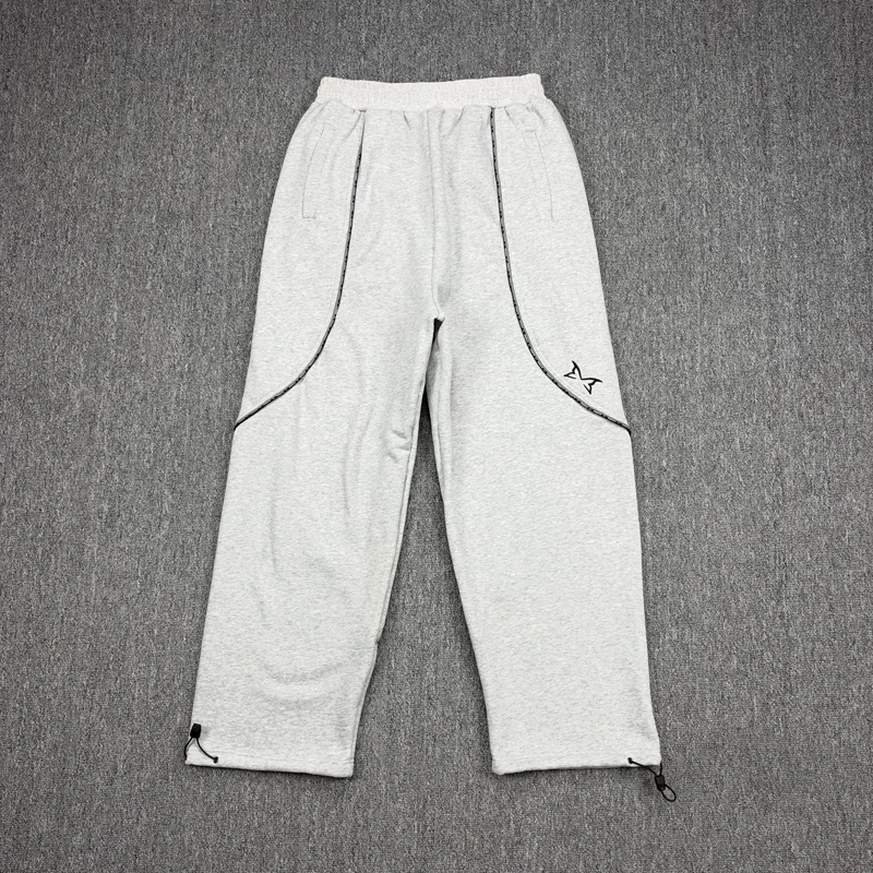 Mertre Casual Pants High Quality New Grey Loose Embroidery Pattern Sweatpants 26SS Trend Reflective Strip Sportswear Set