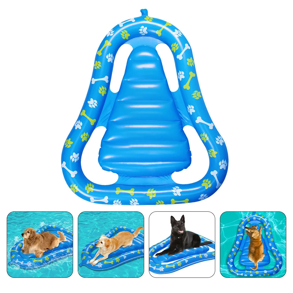 Cama flutuante inflável para animais de estimação, para cães, piscina, tapete de natação, câmara dupla, design de segurança, sofá flutuante para atividades aquáticas de lago