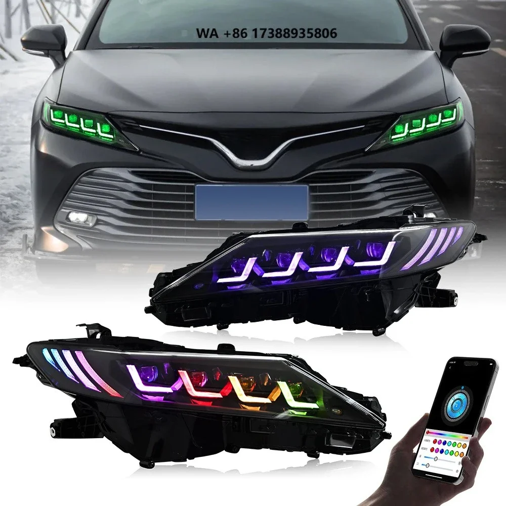 Front Bumper Assembly RGB LED Car Headlight for To-yo-ta Camry 2018- 2023 Auto Lamp Parts Accessories