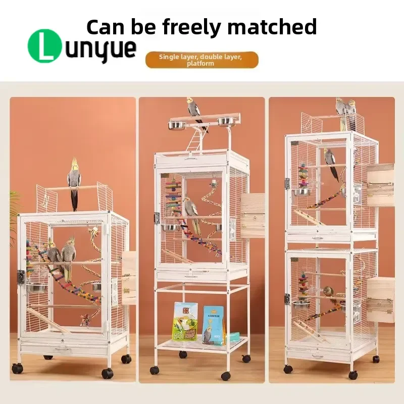 Transparent Acrylic Splash Proof Oversized Parrot Cage For Cockatoos Budgerigars Lovebirds Villa Breeding Bird Families