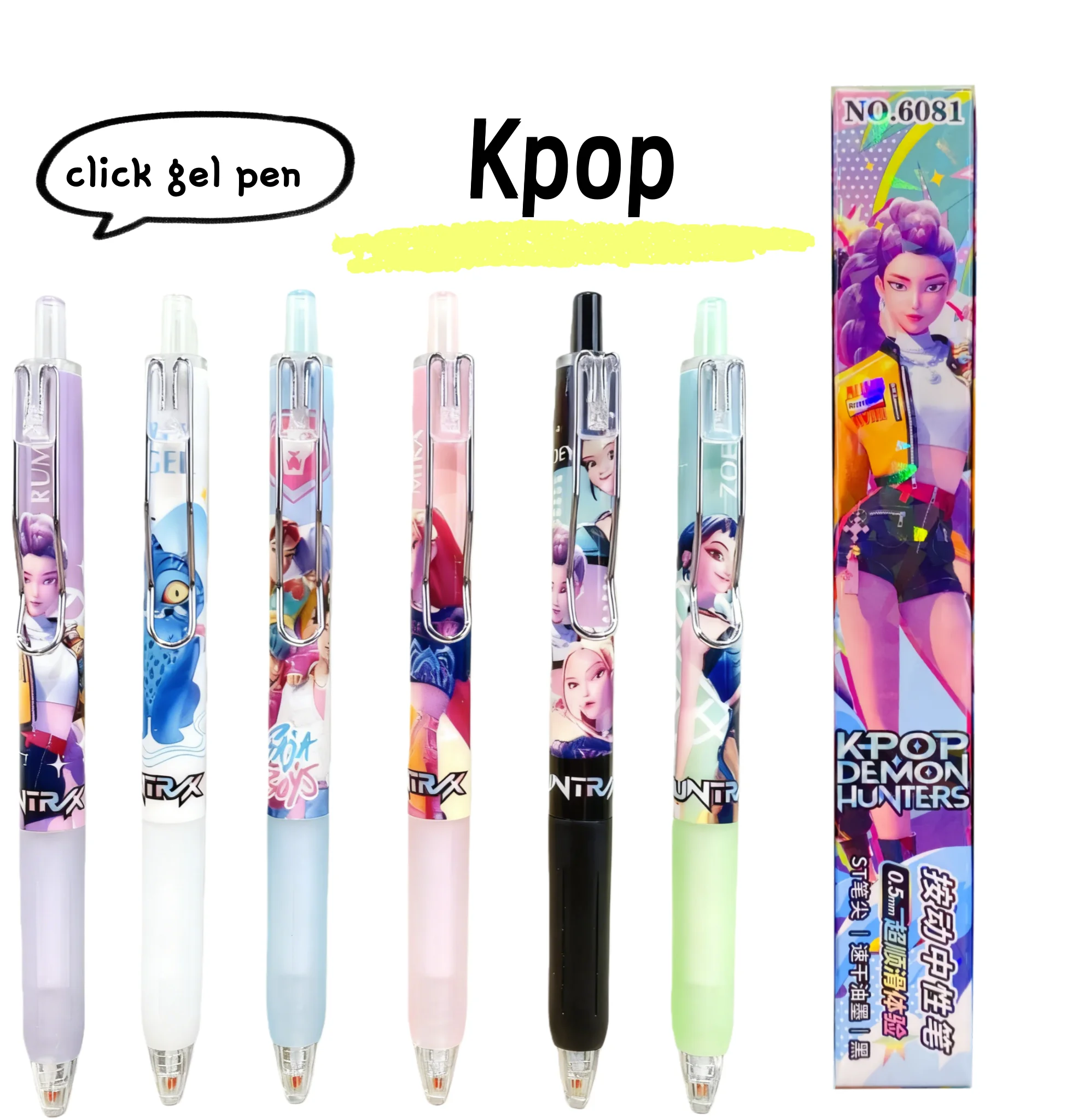 

Neutral Pen Blind Box KPop Devil Hunter Anime Character 0.5mm Student Black Ink Pen Stationery Gift