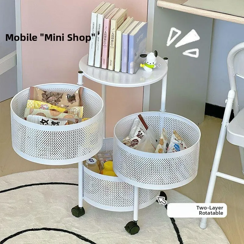 

New Multi-Functional Rotating Storage Rack Non-Installable Living Room Home Use Multi-Layer Mobile Storage Basket Organizatio...
