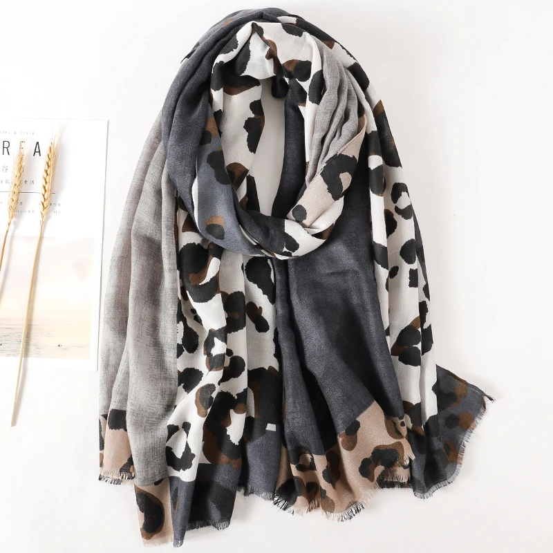 

2023 spring and summer luxury brown ladies wild leopard scarf female scarf shawl thin brown fashionable scarf shawl