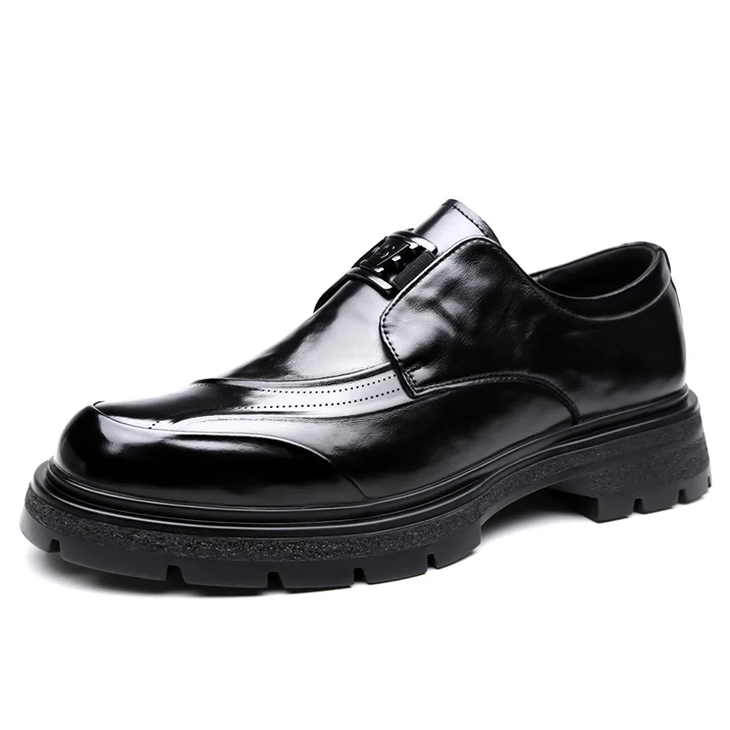 

New Designer Business Leather Shoes for Men British Fashion Casual Platform Shoes Male Spring Autumn Black Dress Shoe Man