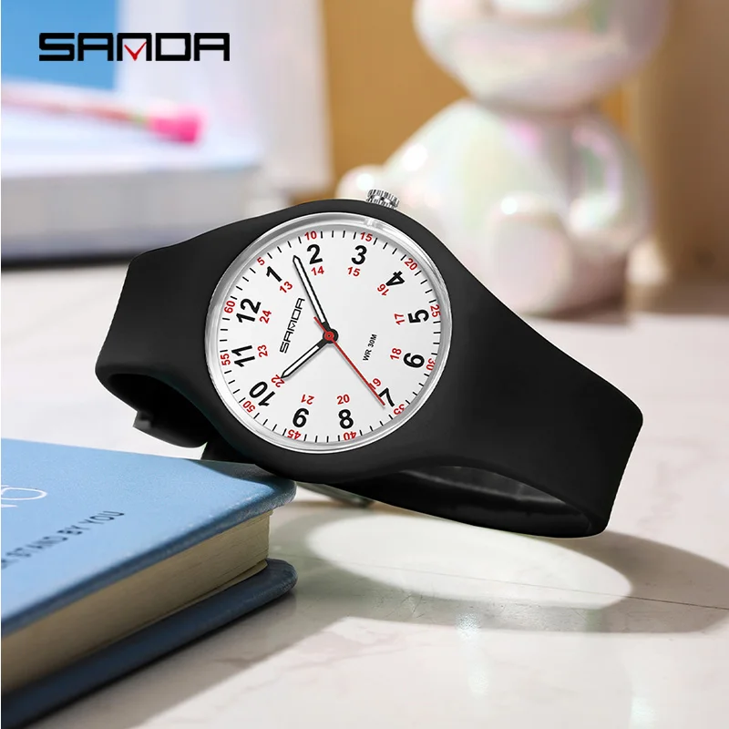 SANDA Fashion Ladies Silicone Band Children\'s Watch Girl Cute Cartoon Quartz Watch Kids Watches Women Boys Girl Watch Gifts