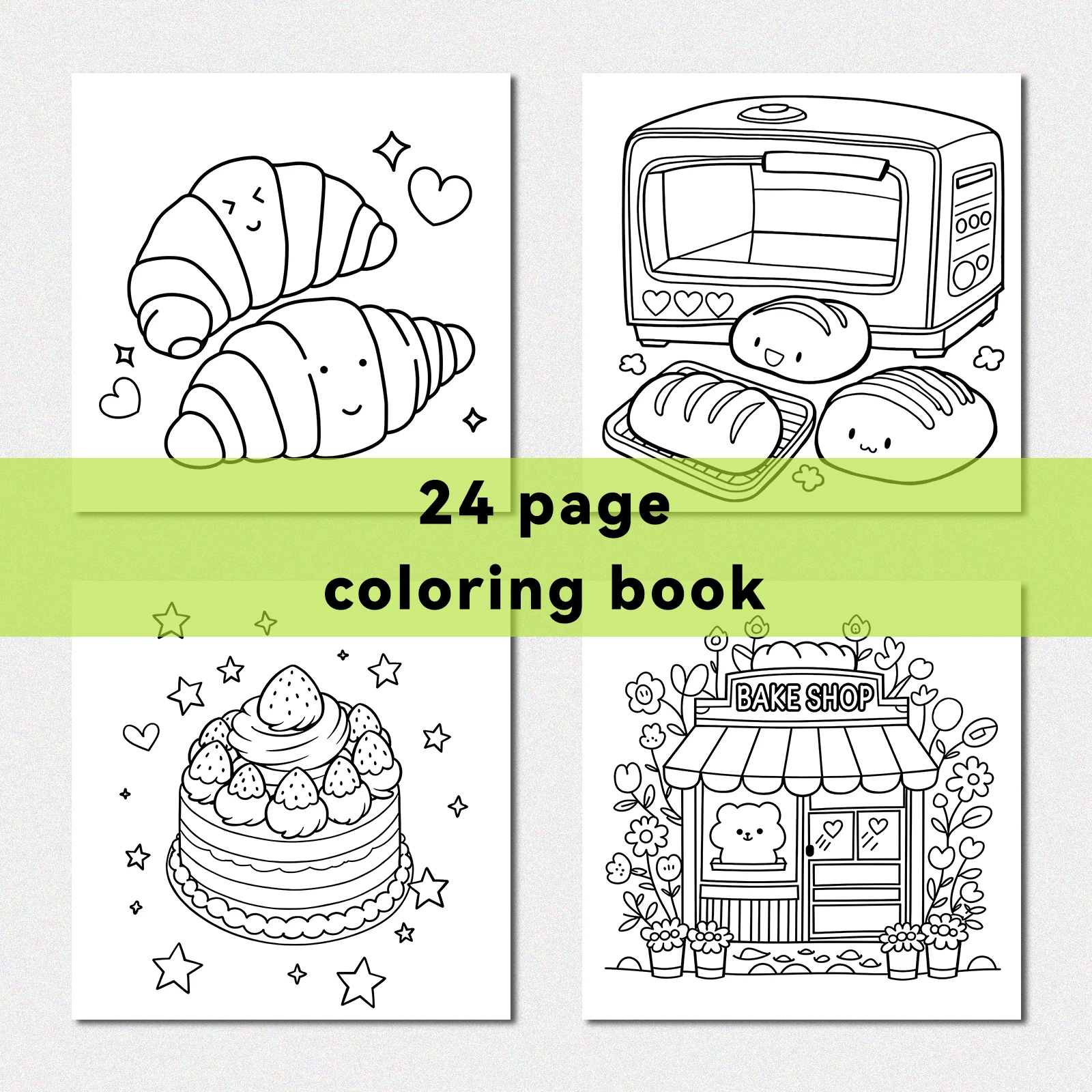 BAKE SHOP Coloring Book for Adults And Teens Featuring Cute Drawing Book Bold-easy Patterns Perfect Gift for Party and Birthday