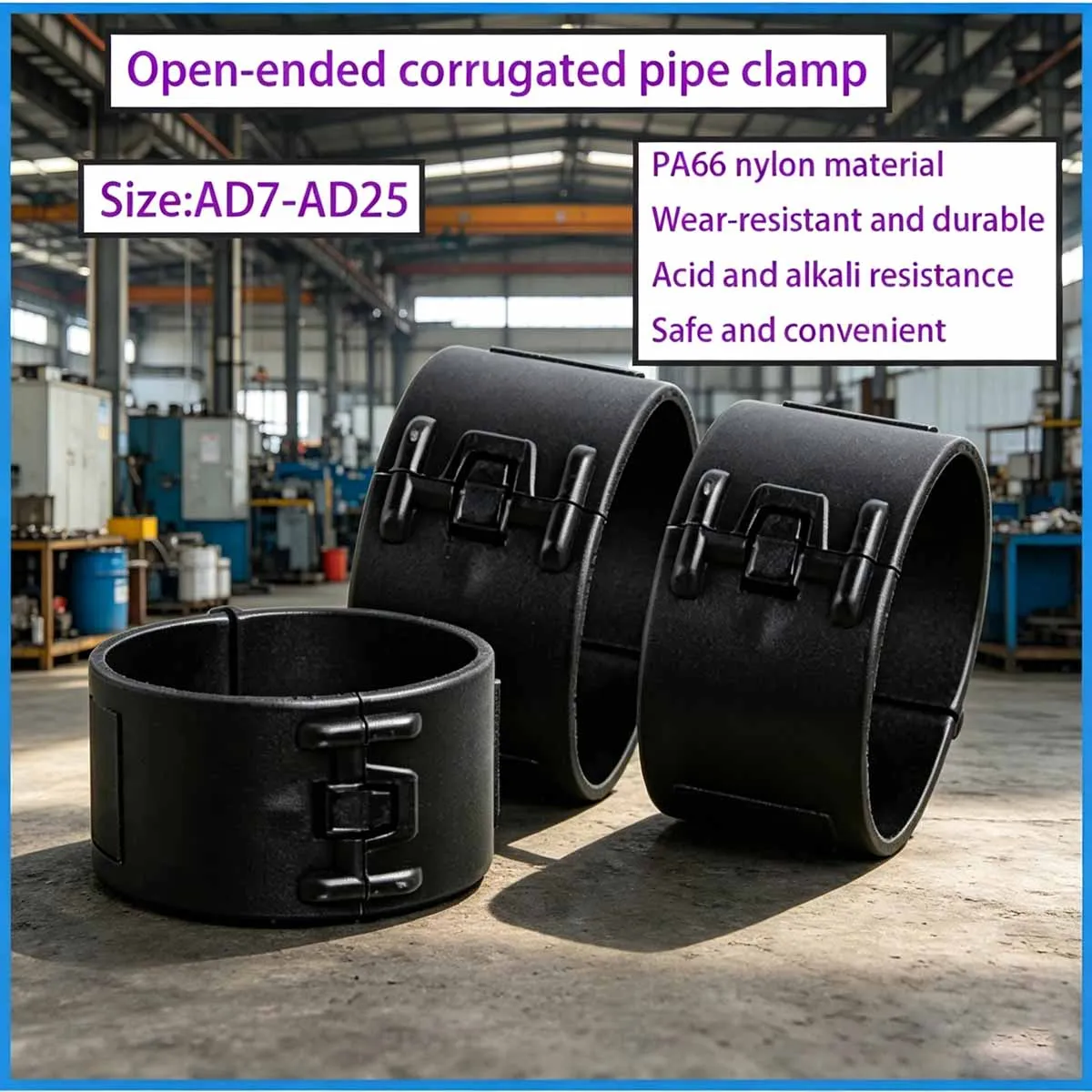 20PCS Open Corrugated Tube Clip PA Nylon Black Plastic Fastener for Auto Wiring Harness Loom Hose Clamp Assortment Kit
