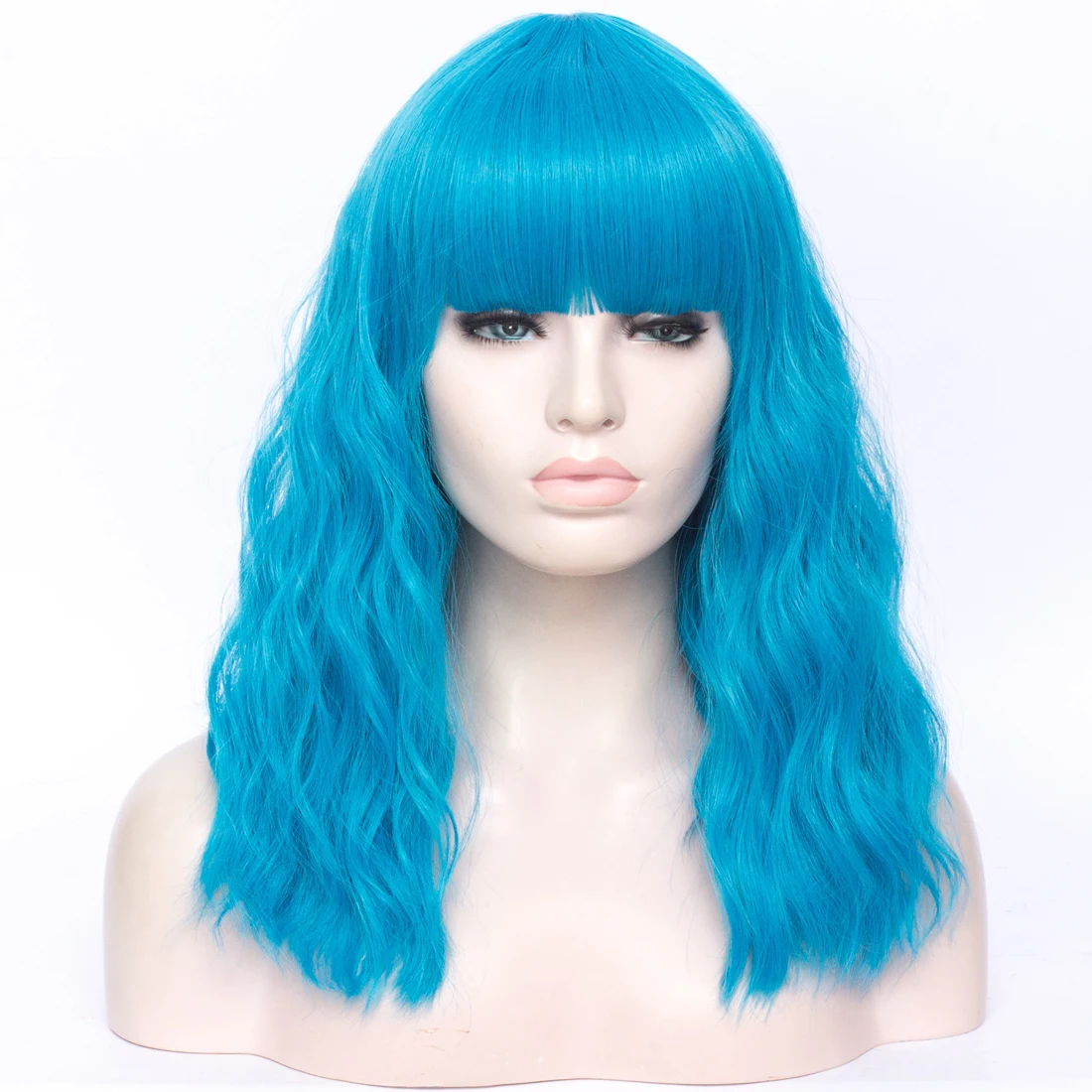 

GAKA Короткие волнистые синтетические парики для женщин, парики для косплея с вырезанной челкой, термостойкие, розовые, радужные, омбре, розовые