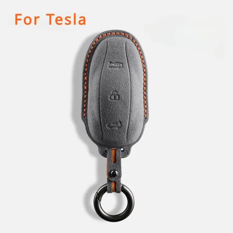 Étui de protection en suède pour clé de voiture Tesla Model 3/Y/X/S, porte-clés pour clé de voiture Tesla Model 3/Y/X/S