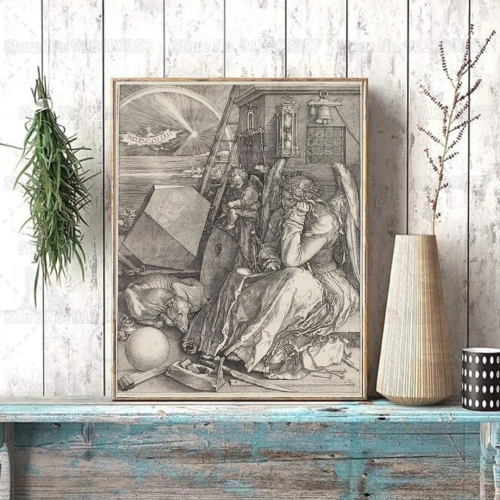 Albrecht Durer Melancholia Print Poster Meisterstiche Canvas Painting Vintage Wall Art Decor