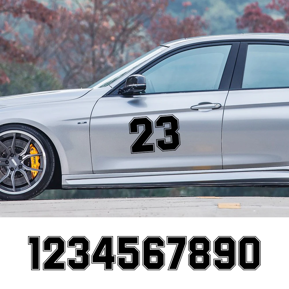 Car Custom Number Styling Stickers For 0 1 2 3 4 5 6 7 8 9 Auto Tuning Accessories Side Door Vinyl Film Decoration Decals