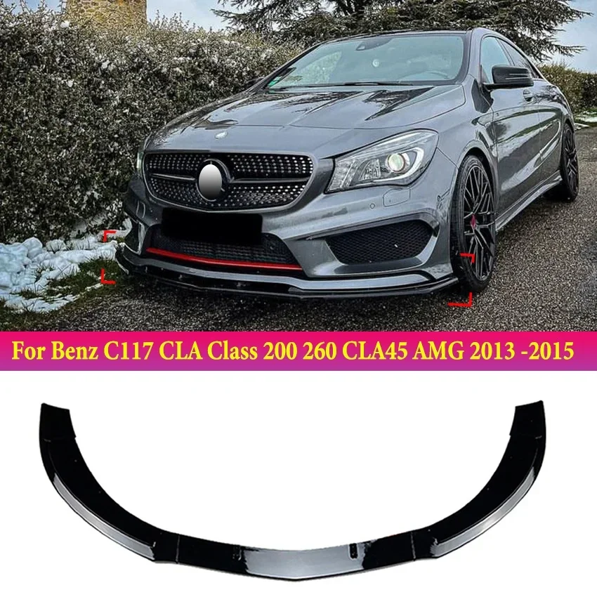 For Mercedes Benz C117 2013 2014 2015 CLA Class 200 250 CLA45 AMG Accessories Front Bumper Lip Spoiler Splitter Diffuser Bodykit