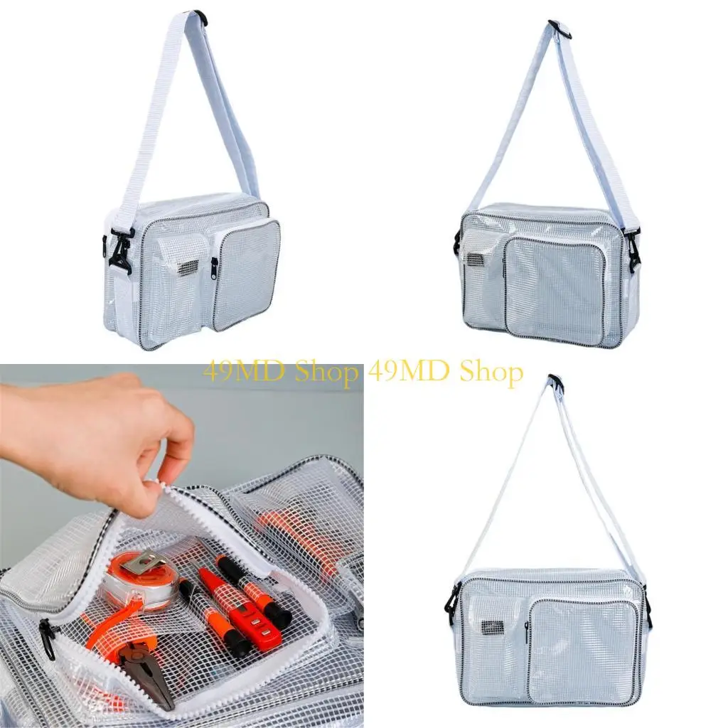 49MD حقيبة Clear Crossbody Clear للمهندسين بتخزين وحمل معدات الكمبيوتر بكفاءة