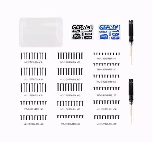 GEPRC Universal Screw Box 460PCS M2 M3 Round Head Screws with 2PCS Screwdrivers DIY Tool for RC FPV Racing Freestyle Drones