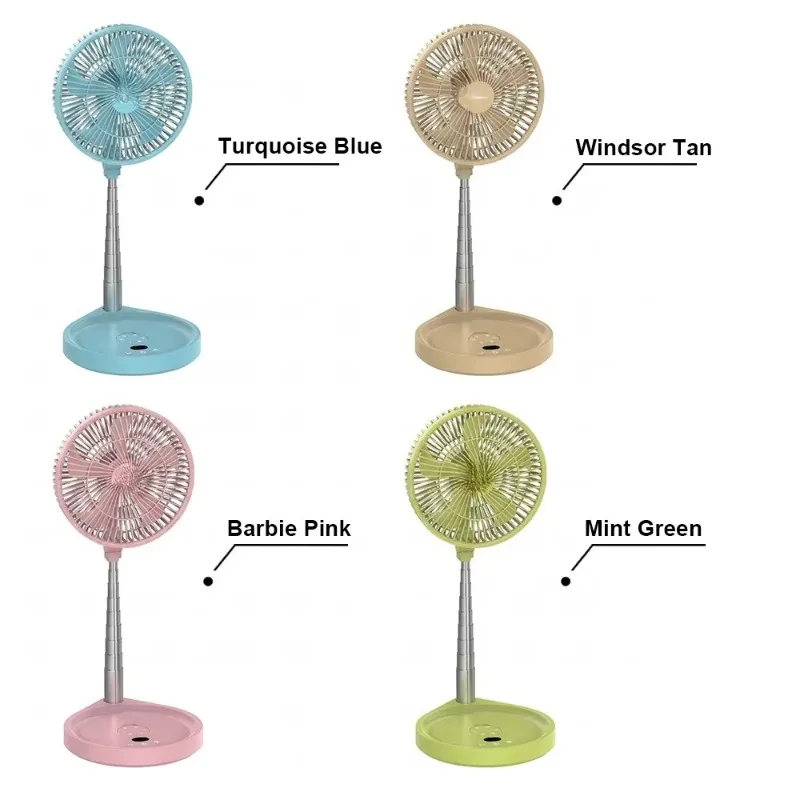 Electric Rechargeable Folding Camping Fan with Remote Control, LED Light and Brushless Motor - Perfect for outdoor and hotel use