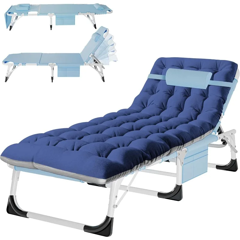 

ABORON Sun Tanning Chair with Removable Cotton Cushion，4-in-1 Patio Lounge Chair, Heavy Duty Folding Chaise 500LB Load Capacity
