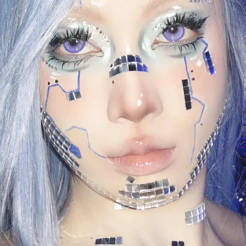 

Mosaic Punk Face Stiers Mechanical Girl Future AI eup Par Dance Costume Props Acrylic Material DIY Accories