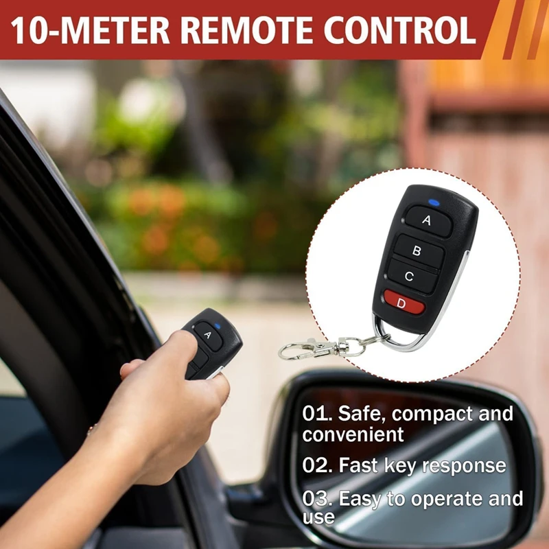 Pack Of 4 Universal Garage Door Remote Controls,433 Mhz,Clone Remote Switch For Gates And Garages, Handheld Transmitter