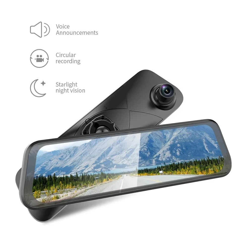 OEM/ODM 10-inch touchscreen streaming wide dynamic range car display dashcam rearview mirror night vision cardashcam