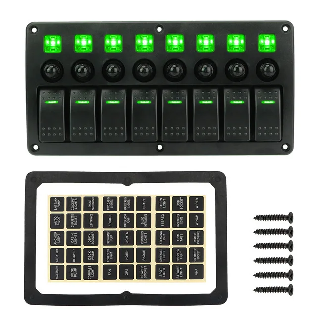 Cruise ship 8-position ship type switch, combination panel with overload protection box 12-24v universal