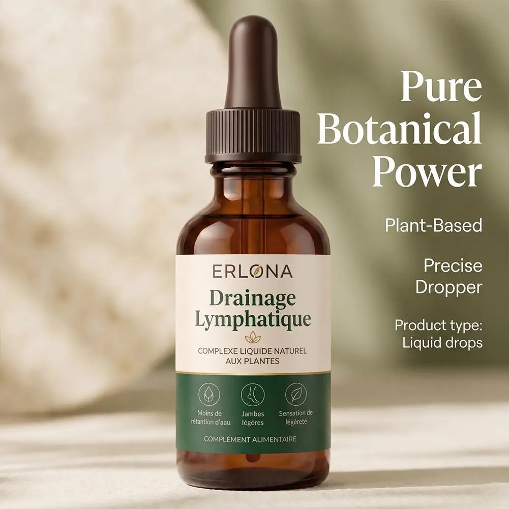 59ml ERLONA Natural Plant-Based Lymphatic Drainage Drops Support Healthy Circulation Ideal For Individuals Stand or Sit For Long