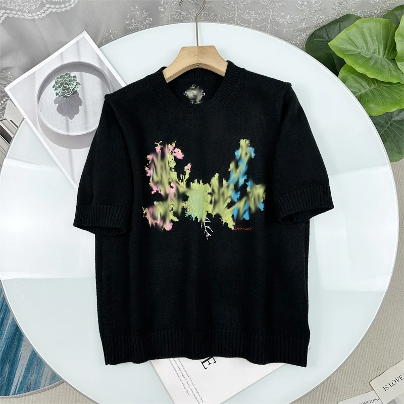 

Роскошная трикотажная футболка с вышивкой Dopaamine, с круглым вырезом и коротким рукавом, повседневная, свободного кроя, женская, модная, весна-осень