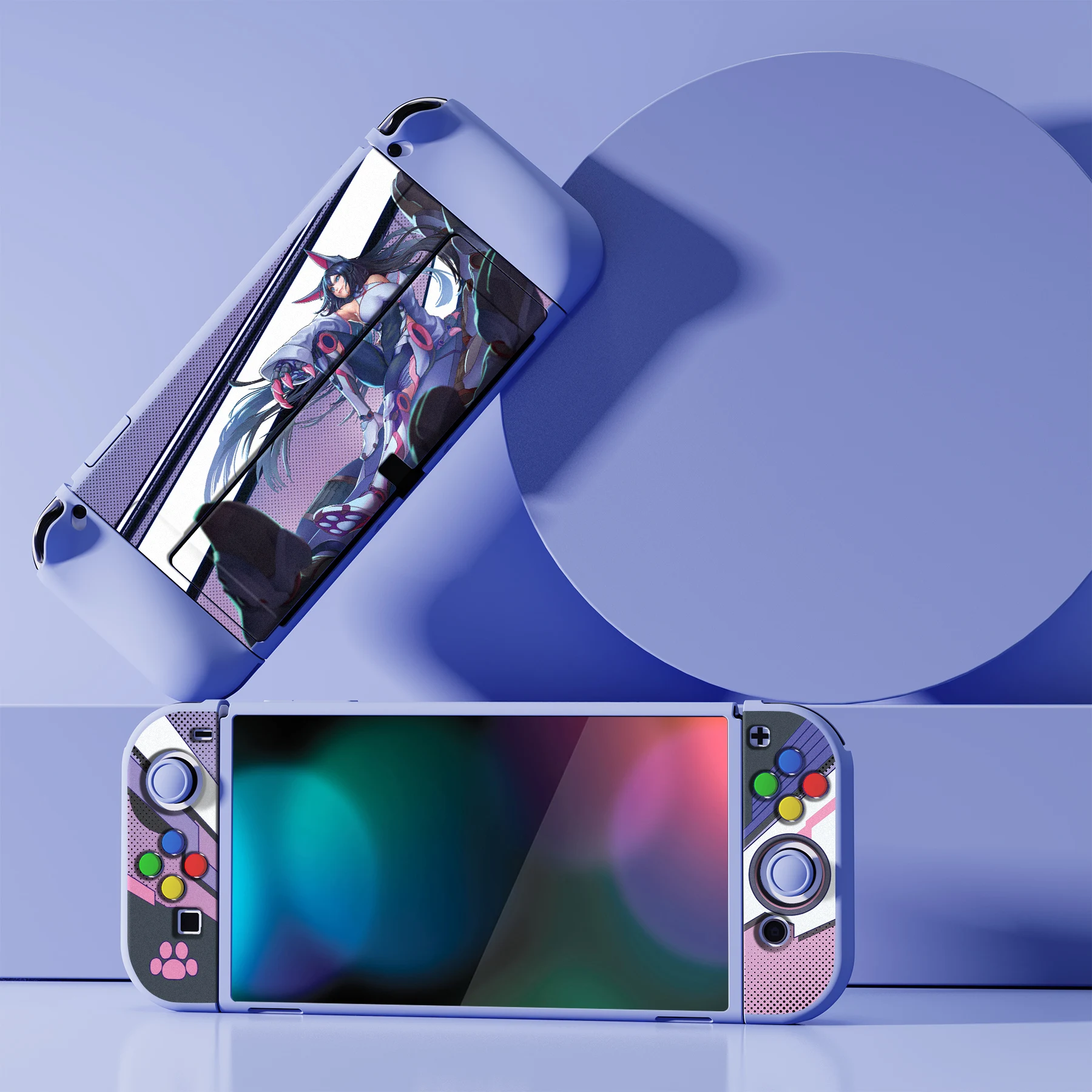 

PlayVital ZealProtect Soft Protective Case for Nintendo Switch OLED Protector W/Thumb Grips - Neko Mecha