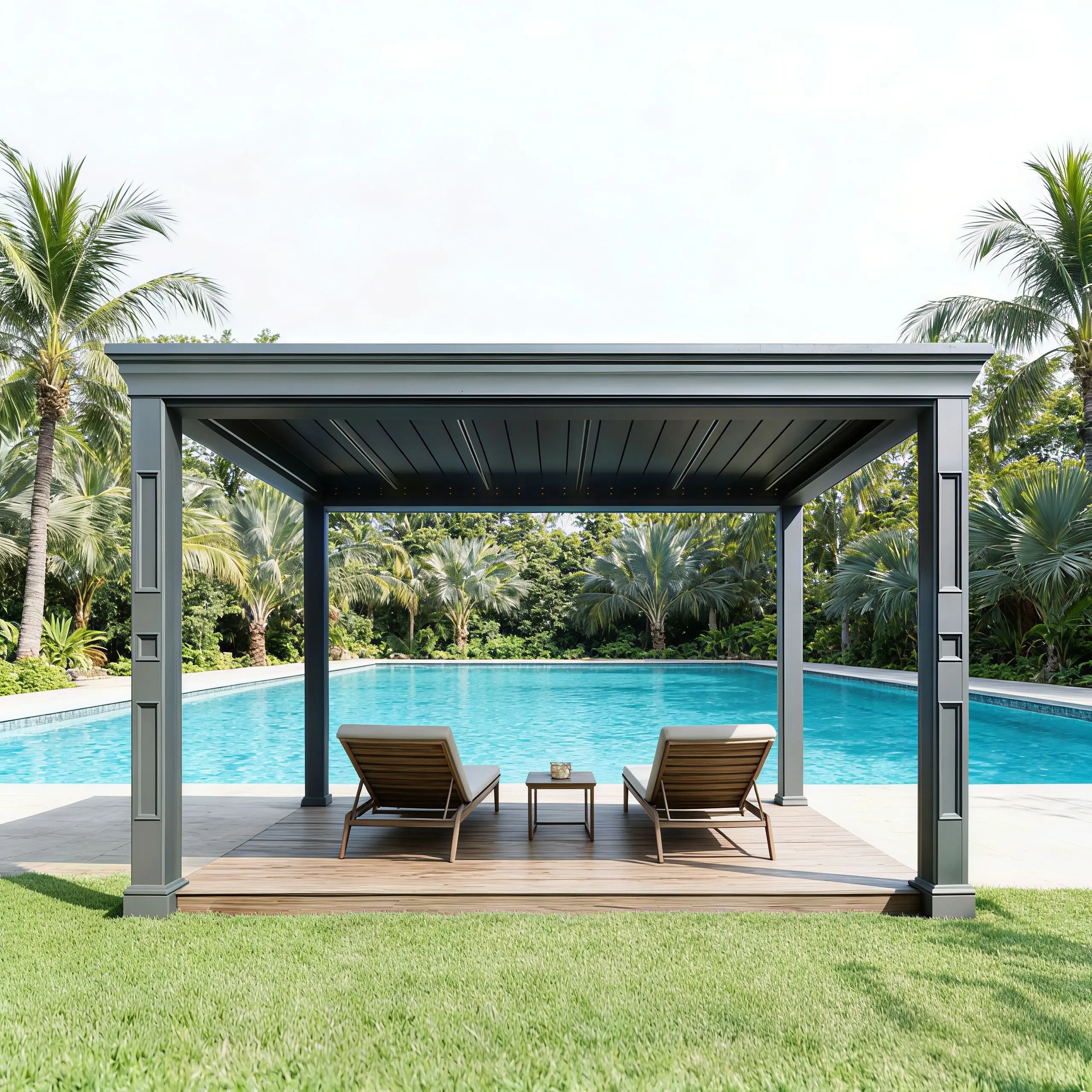 Factory Customization High Quality Outdoor Pergola Sun Protection Swimming Pool Pavilion Heavy Duty Aluminum Alloy Gazebo