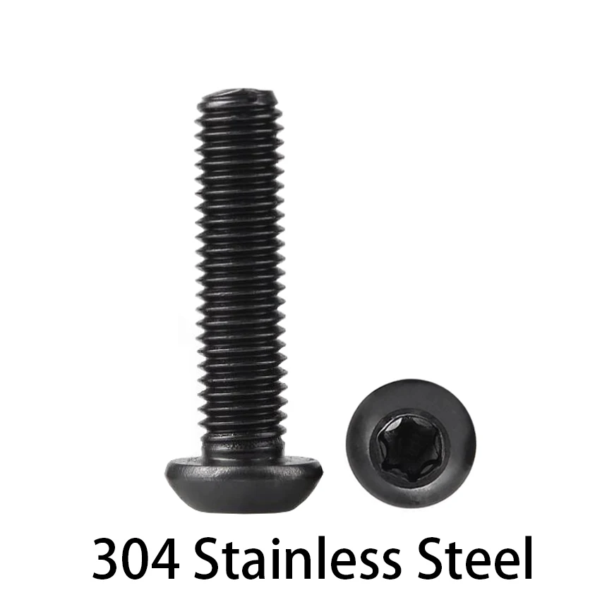 

M1.6 M2 M2.5 M3 M4 M5 M6 M8 Black 304 Stainless Steel GB2672 Six-Lobe Torx Pan Head Screw Round Button Head Bolt Security Screw