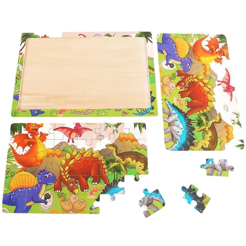 30 Piece Wooden Jigsaw 3d  Puzzle Kids Cartoon Animal Vehicle Puzzles Game Baby Early Learning Educational Toys  parenting skill