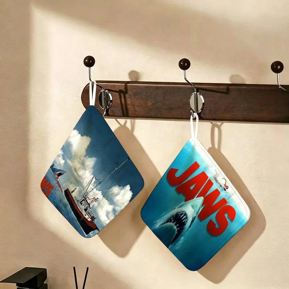Classic Thriller Movie J-Jaws Polyester Cotton Hand Wiping Towel, Hanging Towel, Quick Dry for Kitchen Bathroom Daily Supplies