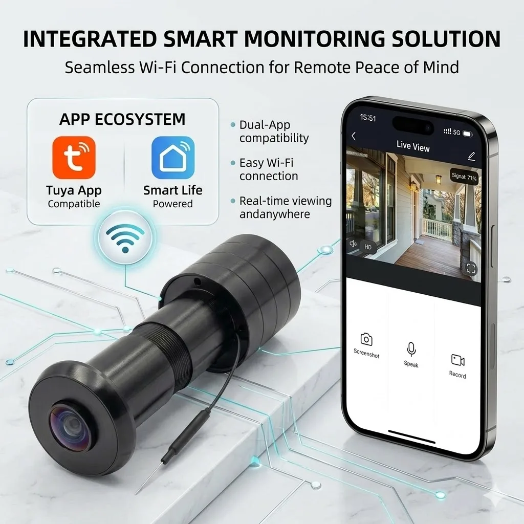 Tuya/Smart Life 180° Night Vision 3MP 2K HD Smart Peephole Camera, 2-Way Intercom, Motion Detector, 2.4G/5G, EU/US/UK/AU Plug