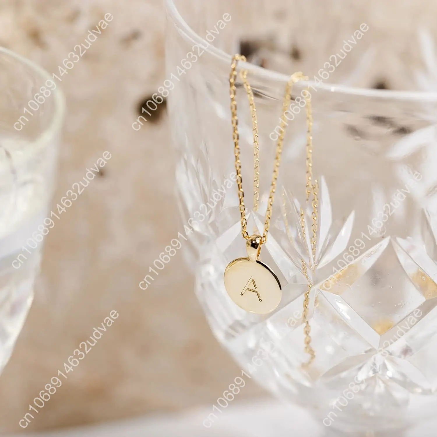 Collana con ciondolo lettera iniziale placcata in oro 14 carati per donna |   Collana con iniziali alfabetiche in oro