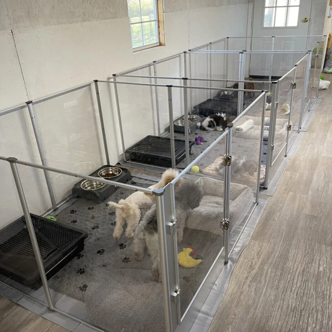 Corral de acrílico XXL transparente para perros, jaula de ejercicio para mascotas, conejos, hurones, caja de parto con almohadilla impermeable para fertilización.