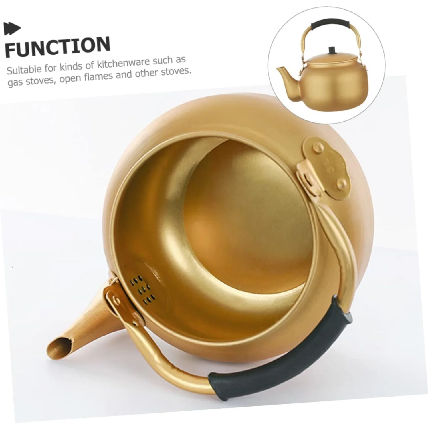 

Metal Vintage Aluminum Tea Kettle Stovetop - Golden Korean Rice Wine Jug