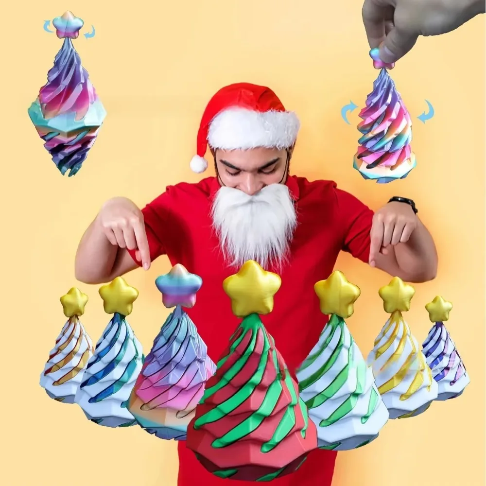 Dual-Color 3D Printed Christmas Tree Stress Relief Creative Shuttle Model Impossible Cone Fidget Toy Mini DIY