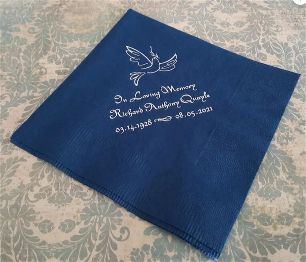 50PCS Custom Bereavement Napkins Memorial Napkins Personalized Celebration of Life Napkins