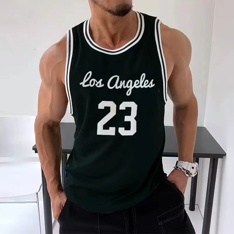 2023 estate gilet sportivo da uomo palestre Fitness canotte in rete Joggers t-shirt senza maniche maschile basket Training Fashion No. 23 Vest