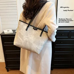 Casual large-capacity bag women's bag 2024 new light luxury commuter classroom shoulder bag simple Tote bag