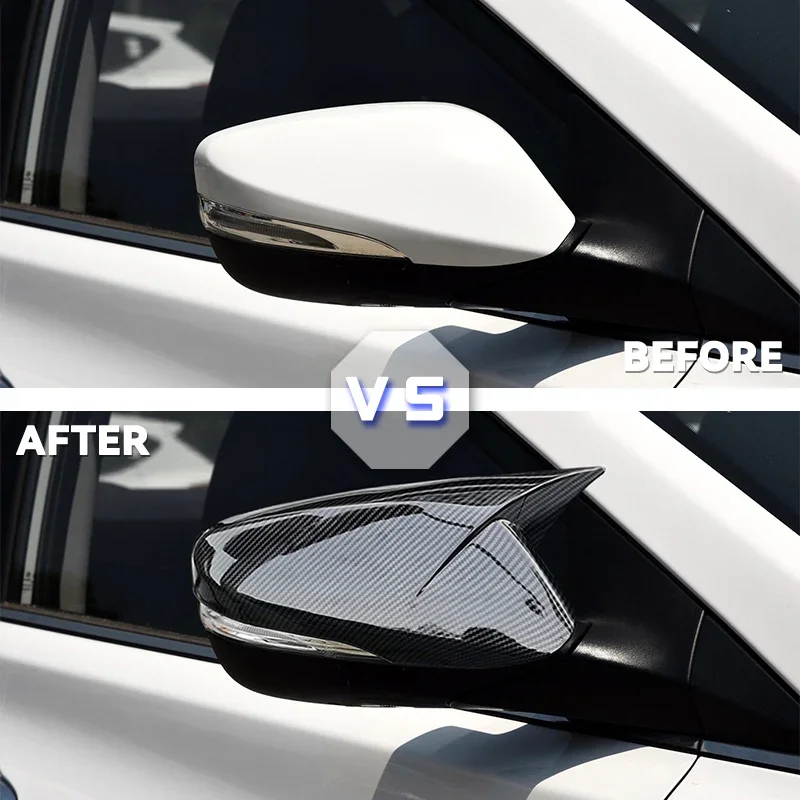 For Hyundai Veloster 2012-2018 Carbon Fiber Side Mirror Cover Caps ABS Ox Horn Style Car Exterior Accessories