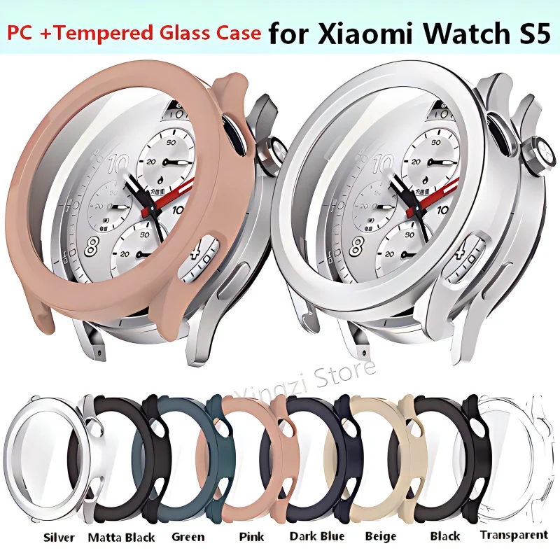 PC +Tempered Glass Case for Xiaomi Watch S5 SmartWatch Strap Bumper Cover Screen Protector For Xiaomi WatchS5 Shell Accessiores