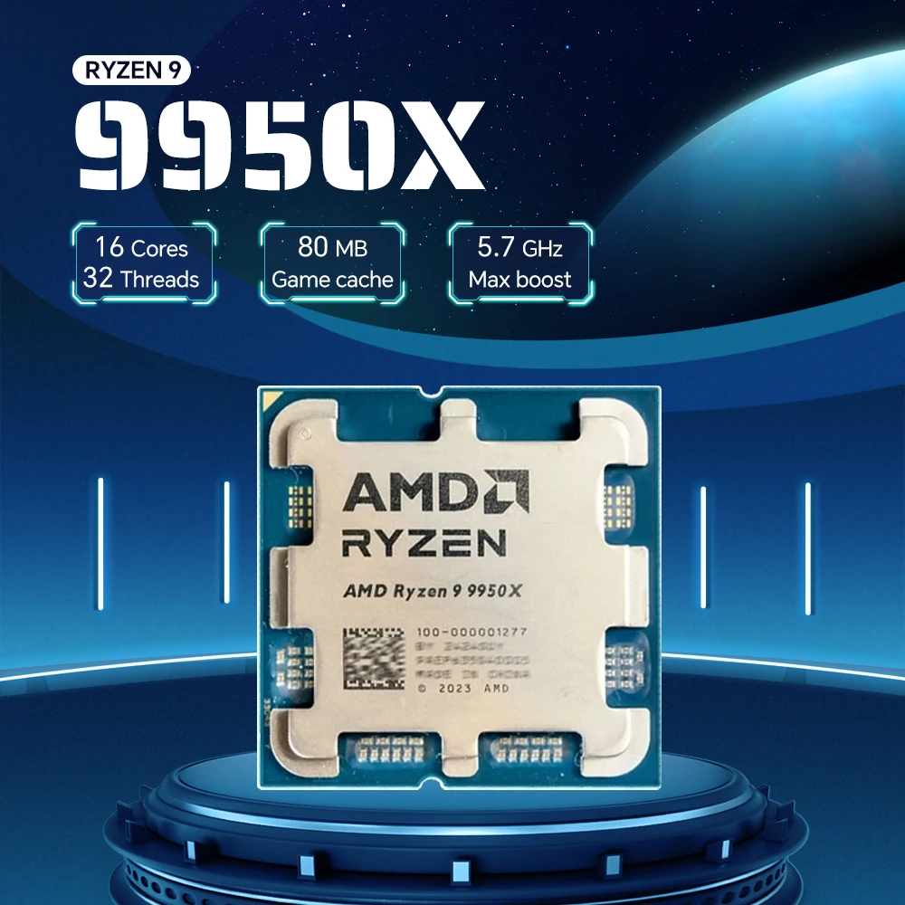 

AMD Ryzen 9 9950X 16-Core 32-Thread NEW 4.3GHz Socket AM5 4NM L3=64M R9 9950X Processor 170W DDR5 No Fan