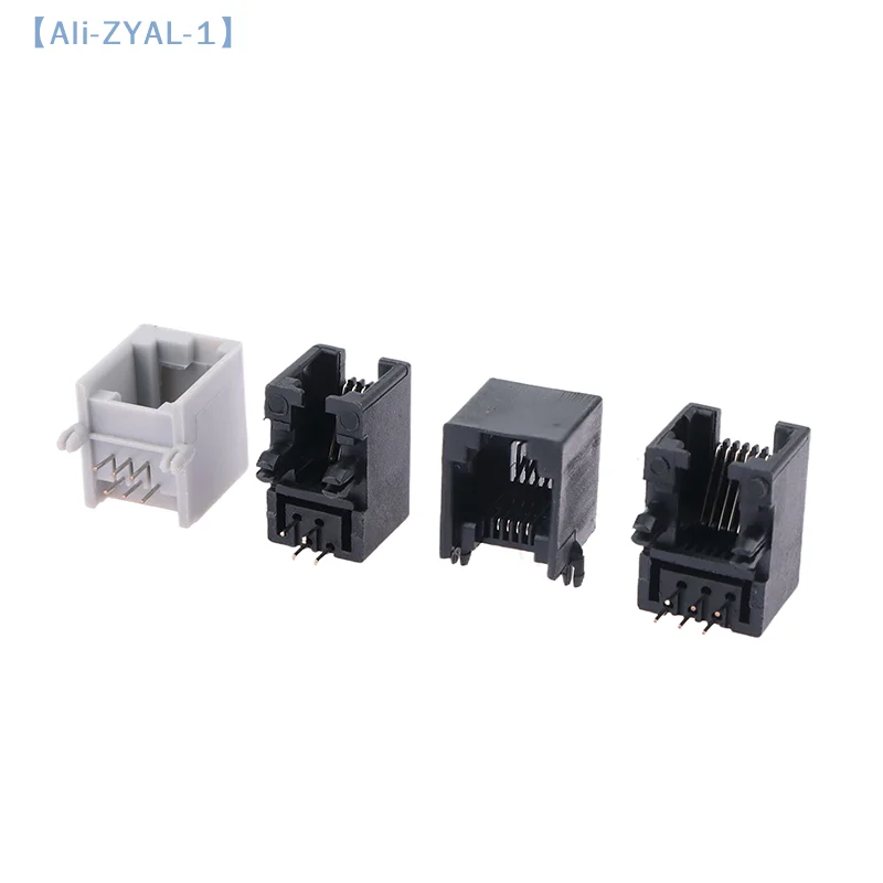 【ZYAL-1】10PCS RJ11 Telephone Socket Curved Pin 95001 4P4C 6P6C 6P4C Female Jack Pcb Connector Telephone Socket