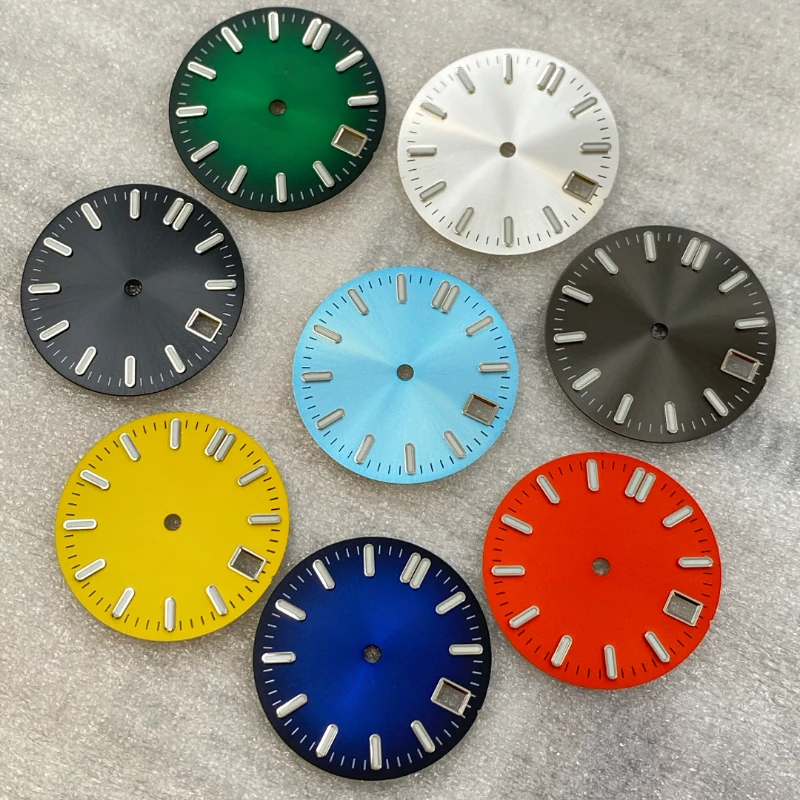 NH35 Dial 28.5mm S Dial Bar Nail Green Luminous Suitable For NH35/NH36 Movement Orange Blue Yellow Modified Replacement NEW DIY