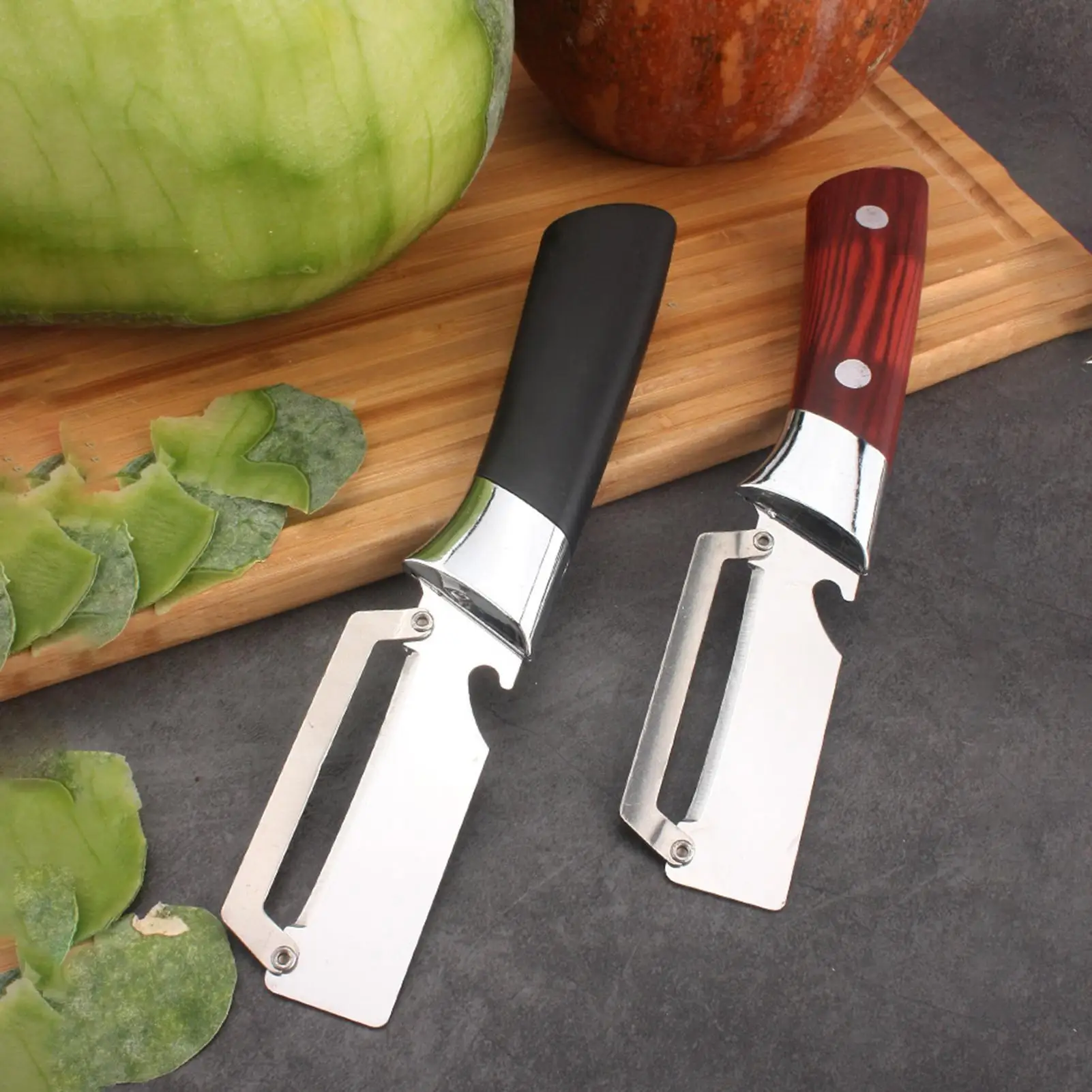 2-in-1 Multifunctional Fruit Vegetable Peeler Stainless Steel Non-Slip Bottle Opener Hand Held Peeler For Sugar Cane Pumpkin