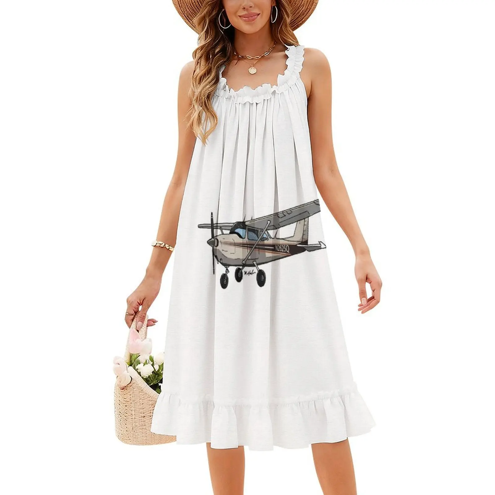 فستان سيسنا 182K N2625Q بوهو شيك أنيق أنيق لحفلات الزفاف على الشاطئ طائرة سيسنا بوش فستان طائرة سيسنا بوش