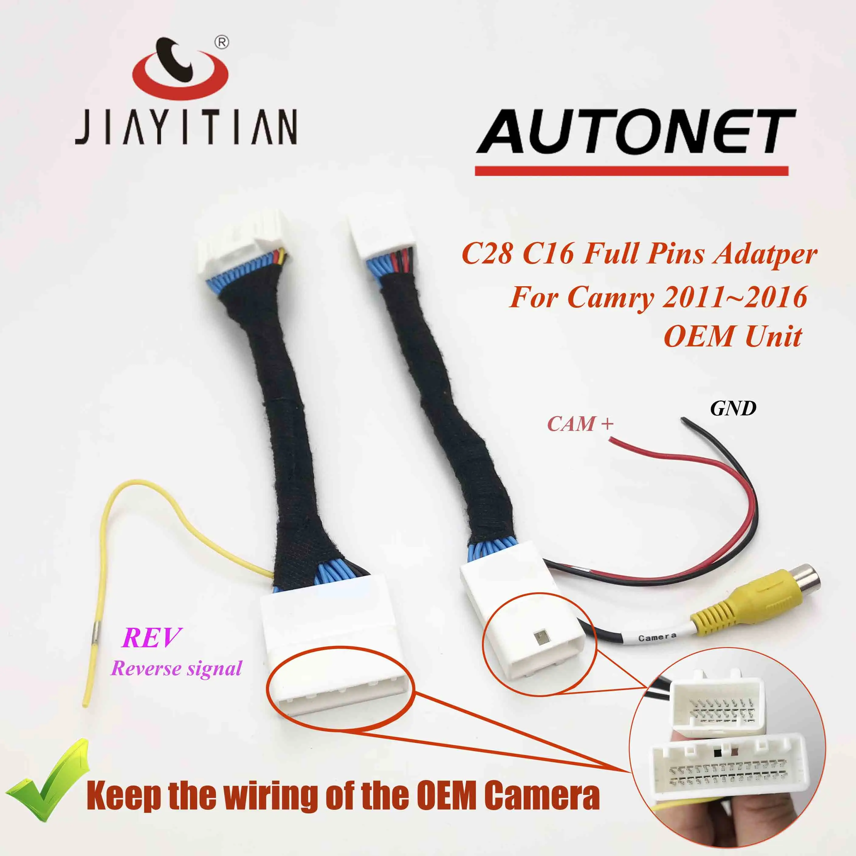 

JIAYITIAN C16 C28 Kit Adatper Rear View Camera Cable For Toyota Camry 2011~2017 OEM Unit Add Reversing Bakup parking CAMERA