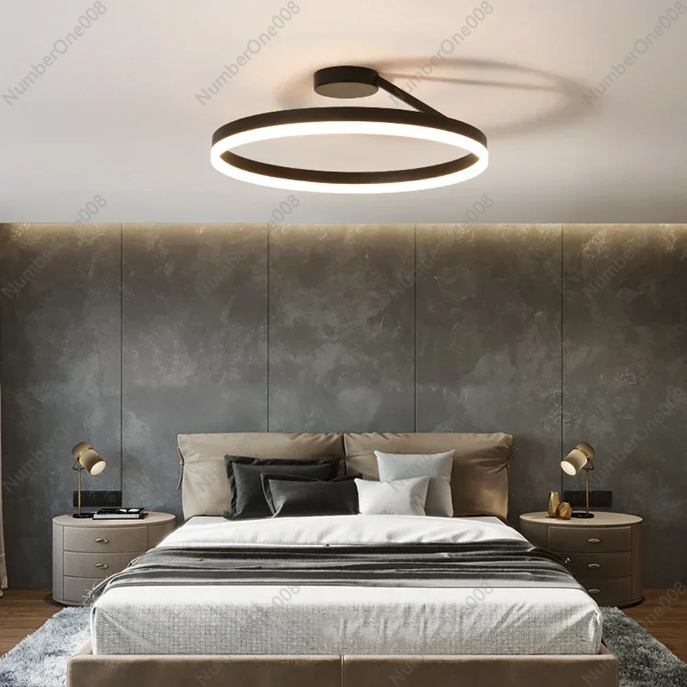 Nordic Design Simple Bedroom Ceiling Lamp Study Living Room LED Ring Warm Romantic Ring Chandelier Light Luxury Eye Protection